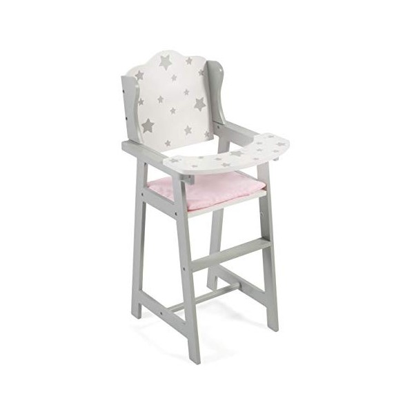 Chaise haute pour poupées - Gris - Motif étoiles - Pour poupées jusquà 46 cm