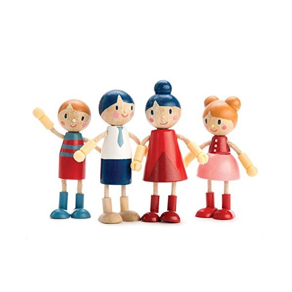 Tender Leaf Toys Meubles de Poupées: Famille DE POUPÉES 5x3,5x10,5, 4 pièces, avec Bras et Jambes Flexibles, en Bois, en boît