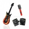 VIKSAUN 3 PCS Kit de fête Punk Rocker, Jeu Gonflable de Accessoires Détoile de Roche,Instruments de Musique Gonflables Acces