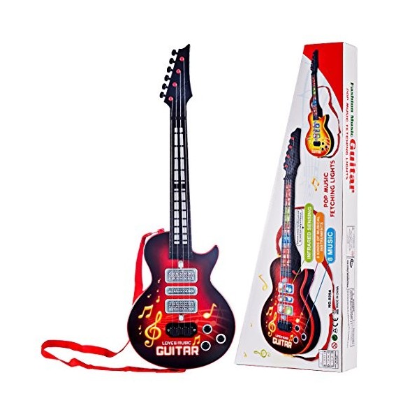 Mayoaoa Jouet de guitare pour enfants - Jouet musical de Noël avec guitare jaune à 4 cordes - Guitare pour enfants de 4 5 6 7