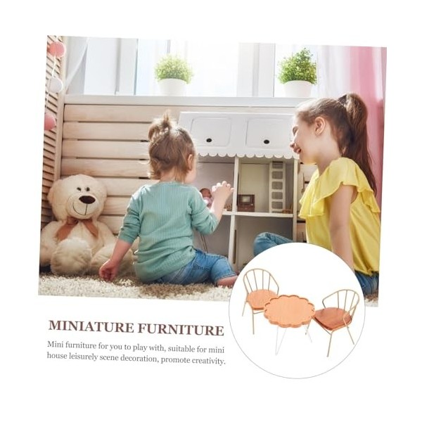 Totority 1 Ensemble Table Et Chaises De Maison De Poupée Meubles Créatifs Accessoires De Poupée Chaises Miniatures en Bois Ma