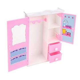 Hztyyier Garde Robe Meubles Poupées, Rose Meuble De Rangement Meubles Maison De Poupée Jouets Accessoires