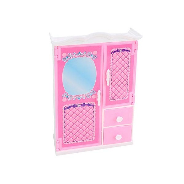 Hztyyier Garde Robe Meubles Poupées, Rose Meuble De Rangement Meubles Maison De Poupée Jouets Accessoires