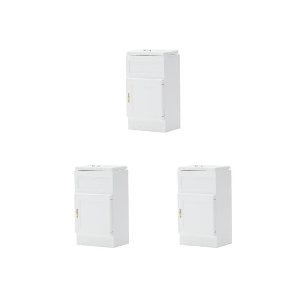 Lot de 3 meubles miniatures pour maison de poupée 1:12 pour réfrigérateur, congélateur, armoire, jouets, blanc, style 7