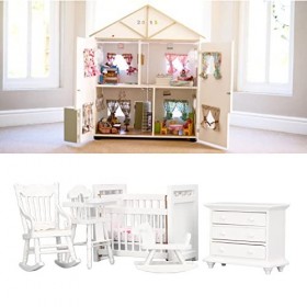 FOLOSAFENAR Chaise à bascule pour maison de poupée, miniature vivante simulée 1:12 meubles de maison de poupée en bois pour l