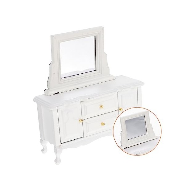 ibasenice Mini Commode Coiffeuse Meubles De Maison De Poupée Mini Meubles Armoire Modèle De Meuble Miniature Miroir Décoratio