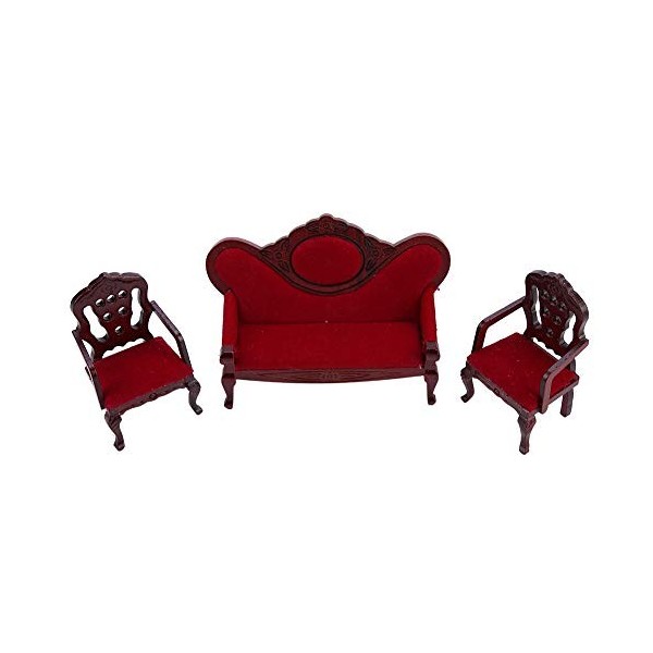 1:12 Miniature Meubles Salon Canapé Chaise Ensemble Vintage En Bois Mobilier de Poupées Canapé pour Poupées Jouet Educatif po