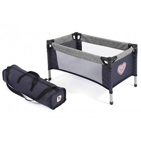 Bayer Chic 2000-Lit de Voyage pour poupées bébé, 652-26, Gris mélangé, Bleu Marine