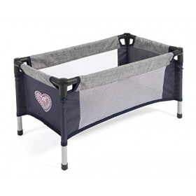 Bayer Chic 2000-Lit de Voyage pour poupées bébé, 652-26, Gris mélangé, Bleu Marine