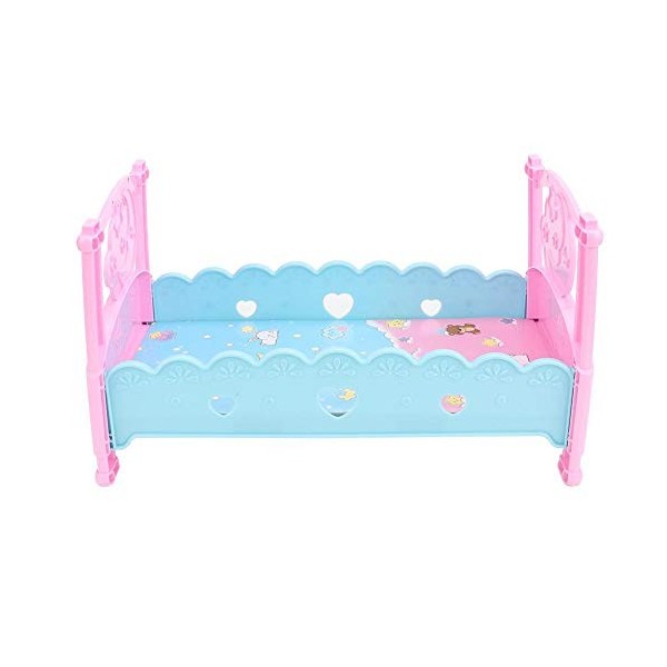 Hztyyier Bébé Simulation Poupée Lit en Plastique Mini Belle Berceaux Meubles Toddler Maison De Jeu Jouets Accessoires