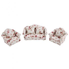 Mini Sofa Jouet, Motif De Fleurs Mini Sofa Set Meubles de 1:12 Maison de poupées 1 Maison de poupées