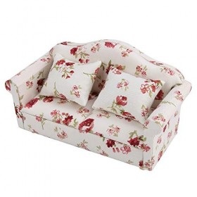Mini Sofa Jouet, Motif De Fleurs Mini Sofa Set Meubles de 1:12 Maison de poupées 1 Maison de poupées