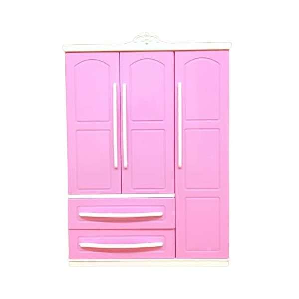 BSTCAR Armoire pour poupées avec tiroir et miroir - Poupée rose moderne - Petit rangement pour vêtements