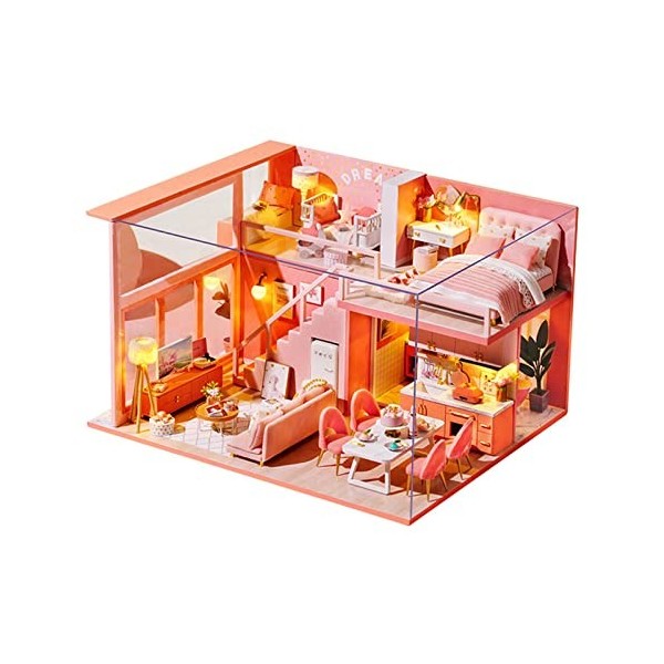 predolo Miniature Vie Maison Modèle avec Meubles 1 Ensemble Villa Maison Chaise Bureau Meubles Décoration Accessoires D, avec