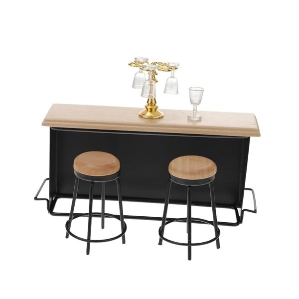 TOPBATHY 8 Pièces Ensemble Maison De Poupée Modèle Mini Bière Décoration Miniature Bar Comptoir Chaise Mini Maison Meubles Mi