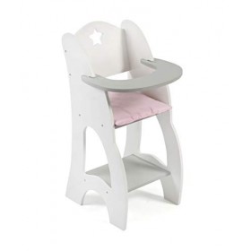 Bayer Chic 2000-520-95 – Chaise Haute pour poupées de bébé jusquà env. 46 cm, Meubles pour poupées, étoiles Grises