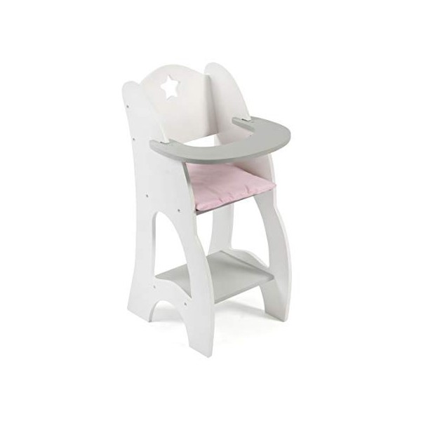 Bayer Chic 2000-520-95 – Chaise Haute pour poupées de bébé jusquà env. 46 cm, Meubles pour poupées, étoiles Grises