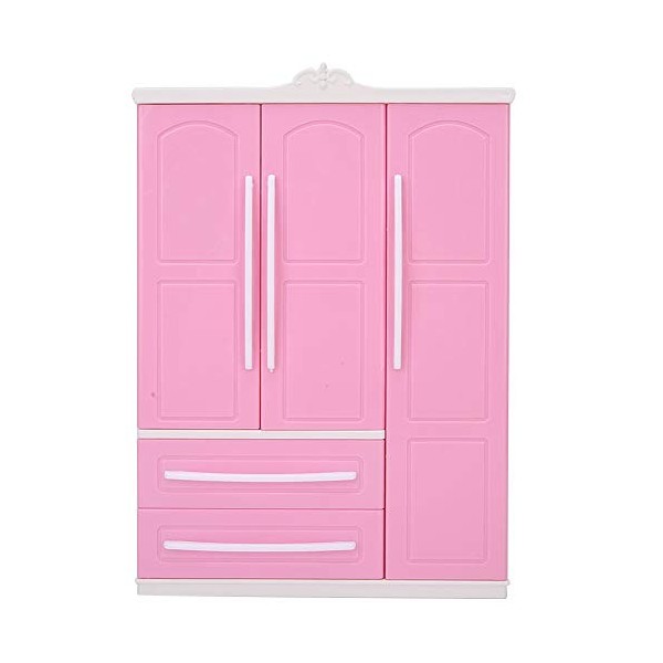 Bnineteenteam Armoire de Maison de Poupée à 3 Portes, Accessoires de Meubles de Poupées pour Poupées Filles Jouets Cadeau pou