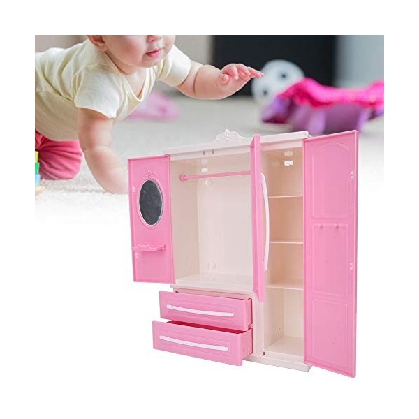 Bnineteenteam Armoire de Maison de Poupée à 3 Portes, Accessoires de Meubles de Poupées pour Poupées Filles Jouets Cadeau pou