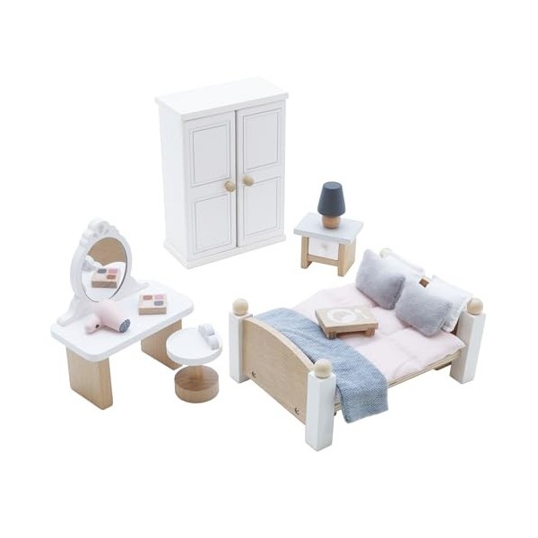 Le Toy Van - Wooden Daisylane Master Bedroom Dolls House Accessories Play Set For Dolls Houses , Dolls House Furniture Sets -