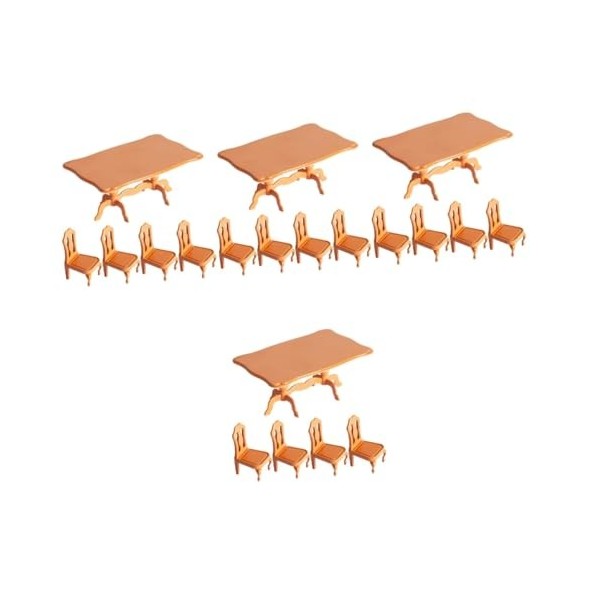 ERINGOGO 20 Pcs Combinaison Table À Manger Et Chaises Mini Maison Meubles Maison De Poupée Meubles De Salon Mini Table Chaise