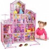 deAO Kit de Princesse Maison de poupée - 4 étages, 9 Chambres, Jouet DIY de Rêve, Jeu de Construction avec poupée, Meubles et