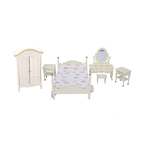 Maisons de poupées maison de poupée classique meubles de maison de poupée en bois Miniature chambre à coucher ensemble Durabl