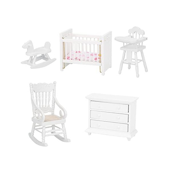 Chaise de Table à manger en bois miniature, maquillage dressing siège de lit armoire ensemble de meubles blanc pour 1:12 mais