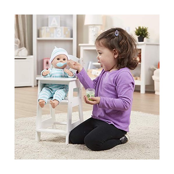 Melissa & Doug | Mine to Love Chaise Haute de Jeu en Bois pour poupées et Peluches| Blanc