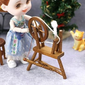 Zerodeko Meubles pour enfants - Machine à coudre vintage 1:12 - Machine à coudre miniature - Roue en bois - Accessoires de ma