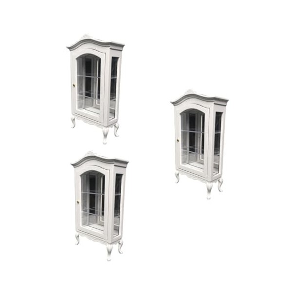 Toyvian Décor DArmoire en Bambou Blanc 3 Pièces Jouet De Jeu pour Enfant Accessoires De Maison De Poupée Mini Meuble DArmoi