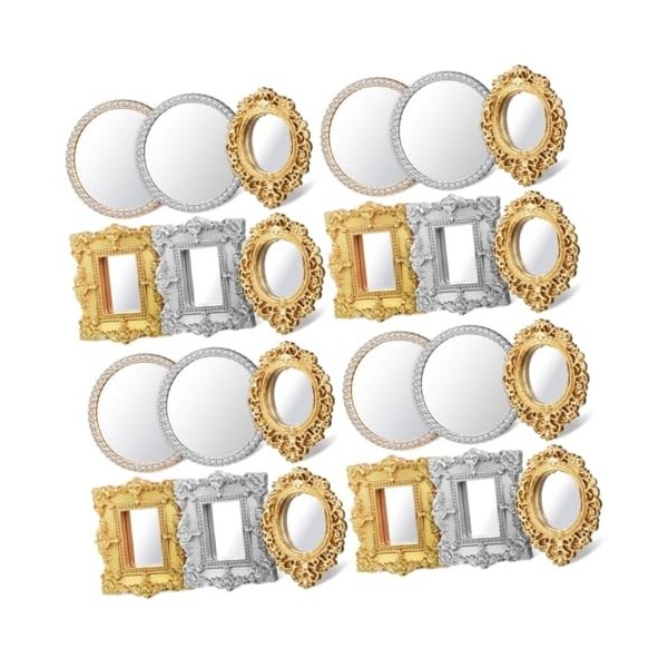 Toyvian 24 Pcs Miroir Rétro Vintage Décor Mini Maison De Poupée Accessoires Maison De Poupée Miniatures Mini Meubles Maison D