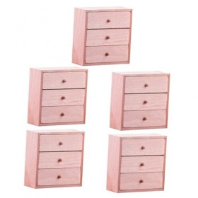 ifundom 5 Pièces Mini Armoire Décoration Miniature Tiroir Armoire Maison De Poupée Meubles Modèle Maison De Poupée Unité De C