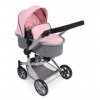 Bayer Chic 2000 - Poussette pour poupée Mika, Poussette combinée 2 en 1 pour Enfants de 4 à 8 Ans, mélange Gris/Rose, 73 x 41