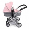 Bayer Chic 2000 - Poussette pour poupée Mika, Poussette combinée 2 en 1 pour Enfants de 4 à 8 Ans, mélange Gris/Rose, 73 x 41