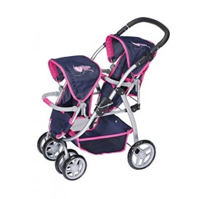 KNORRTOYS.COM- Milo Poussette pour poupée jumelle Motif cœurs Bleu/Rose, 16433