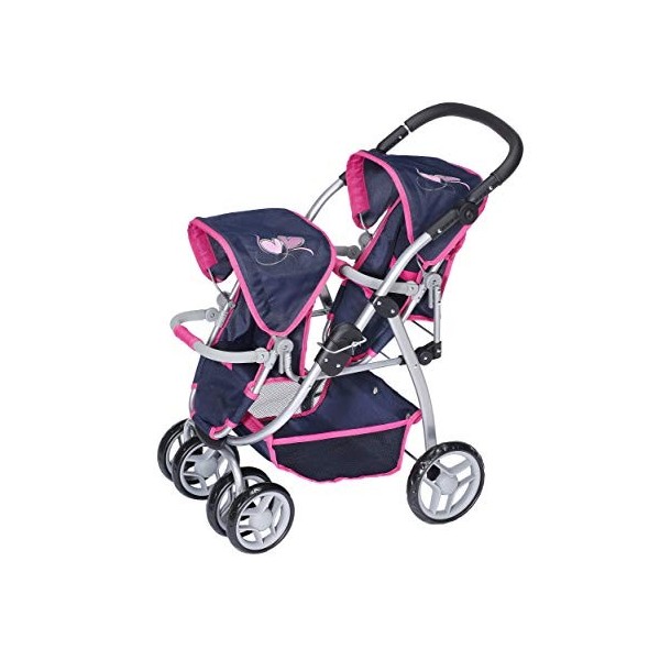 KNORRTOYS.COM- Milo Poussette pour poupée jumelle Motif cœurs Bleu/Rose, 16433