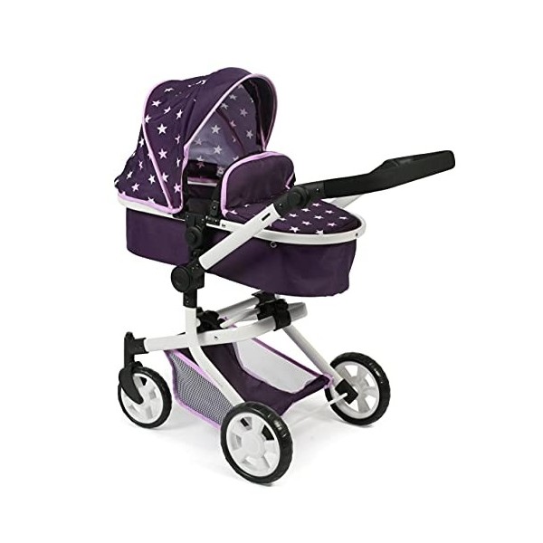 Bayer Chic 2000 Poussette de poupée Mika, Poussette combinée 2 en 1 pour Enfants de 4 à 8 Ans, étoiles Violettes