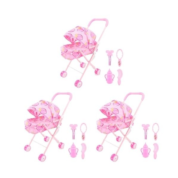 Ifundom 3 Pièces Poupée Poussette Jouet Pliable Bébé Poussette pour Poupées pour Les Tout-Petits Et Les Filles Pliable Bébé P