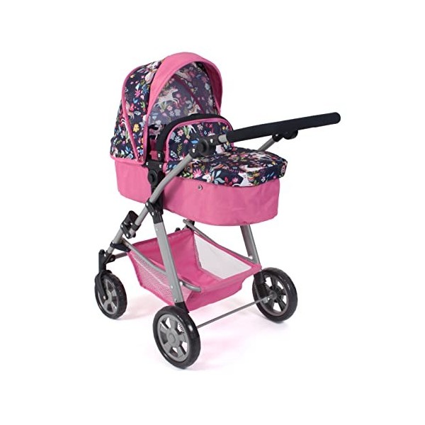 Bayer Chic 2000 Poussette de poupée Nele, Poussette combinée 2 en 1 pour Enfants de 4 à 8 Ans, Licorne, Bleu Marine/Rose, 568