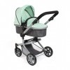 Bayer Chic 2000 - Poussette pour poupée Mika, Poussette combinée 2 en 1 pour Enfants de 4 à 8 Ans, chiné Anthracite, Menthe, 