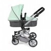 Bayer Chic 2000 - Poussette pour poupée Mika, Poussette combinée 2 en 1 pour Enfants de 4 à 8 Ans, chiné Anthracite, Menthe, 