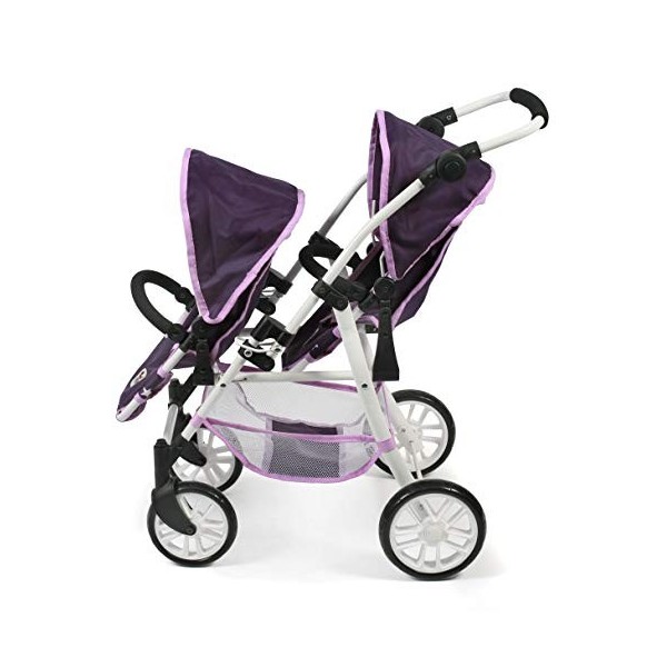 Bayer Chic 2000 691 71 Poussette tandem Twinny pour poupées jusquà 50 cm, étoiles violettes