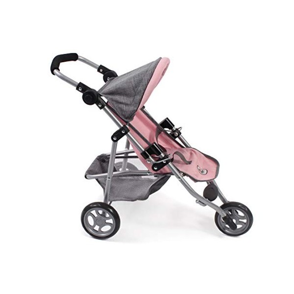 Bayer Chic 2000-61215 - Poupée Lola - Poussette de jogging pour poupée, poussette de poupée, Melange gris-rose, 50 cm, 70 x 3