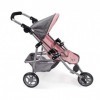 Bayer Chic 2000-61215 - Poupée Lola - Poussette de jogging pour poupée, poussette de poupée, Melange gris-rose, 50 cm, 70 x 3