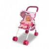 ANIVIA Landau pour Poupées, Poussette pour Poupées avec Ombrelle pour Poupées, y Compris Mini-Poupée de 25 cm - Rose