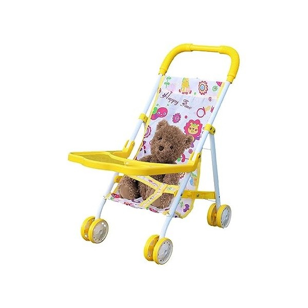 Poussette pour Poupée, Poussette Jouet Bebe, Poussette Simple Pliable pour Enfant avec Panier Inférieur, Jouet De Jeu De Rôle