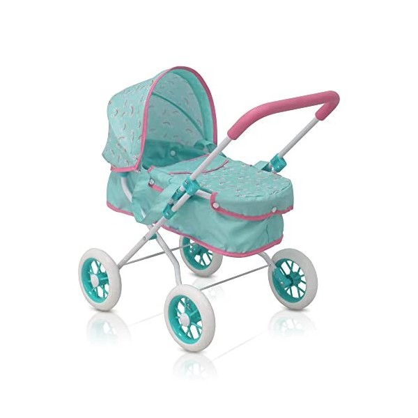 KOOKAMUNGA KIDS Poussette Landau pour Poupée | 2 en 1 avec Couffin pour Poupee | Réaliste, Réglable et Pliable Bleu 