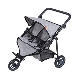 KNORRTOYS.COM- Knorrtoys 16722 Duo Poussette pour poupée jumelle, Couleur : Gris Jean, 64 x 48 x 55 cm