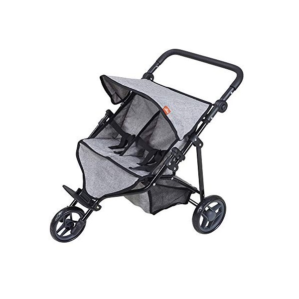 KNORRTOYS.COM- Knorrtoys 16722 Duo Poussette pour poupée jumelle, Couleur : Gris Jean, 64 x 48 x 55 cm